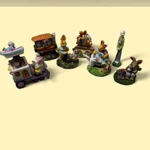 Adorable Vintage Easter Bunny and Friends Figurine Set